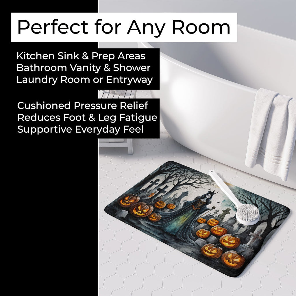 Evil Queen Spooky Halloween Memory Foam Kitchen Mat Machine Washable Anti-Fatigue Cushion Comfort Bath or Kitchen Rug