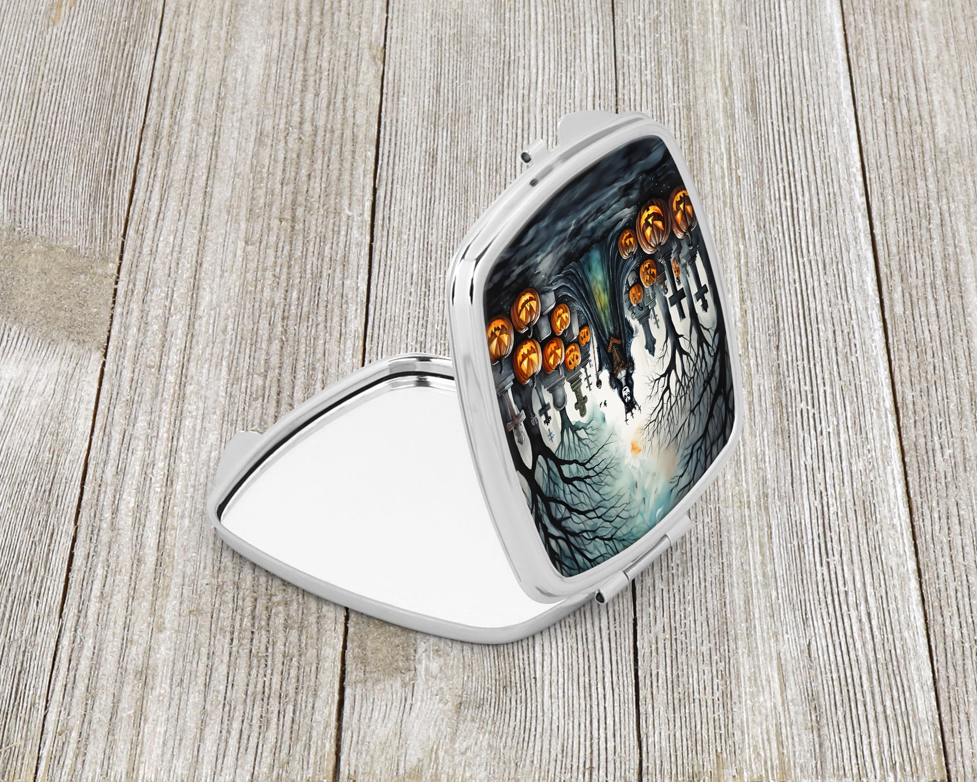 Evil Queen Spooky Halloween Compact Mirror Decorative Travel Makeup Mirror for Women Girls Gifts Pocket Makeup Mirror Folding Handheld