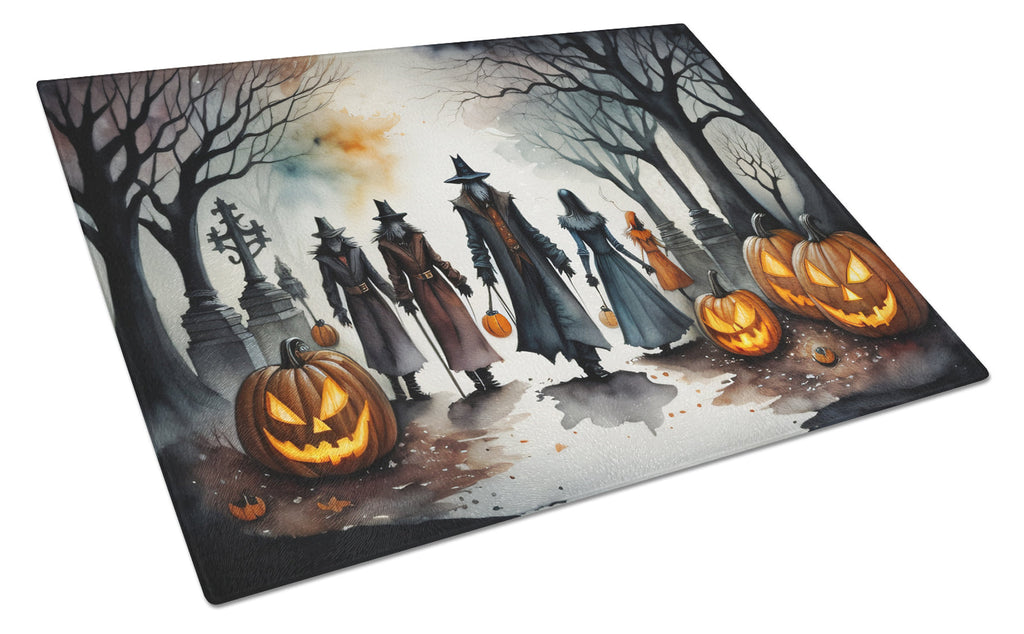 Vampires Spooky Halloween Cutting Board Tempered Glass Kitchen Cutting Surface, Heat Resistant Chopping, Non-Slip Feet, Food Prep & Serving