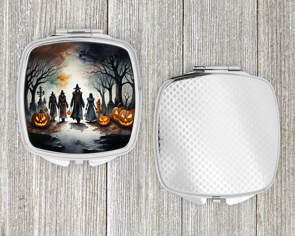 Vampires Spooky Halloween Compact Mirror Decorative Travel Makeup Mirror for Women Girls Gifts Pocket Makeup Mirror Folding Handheld