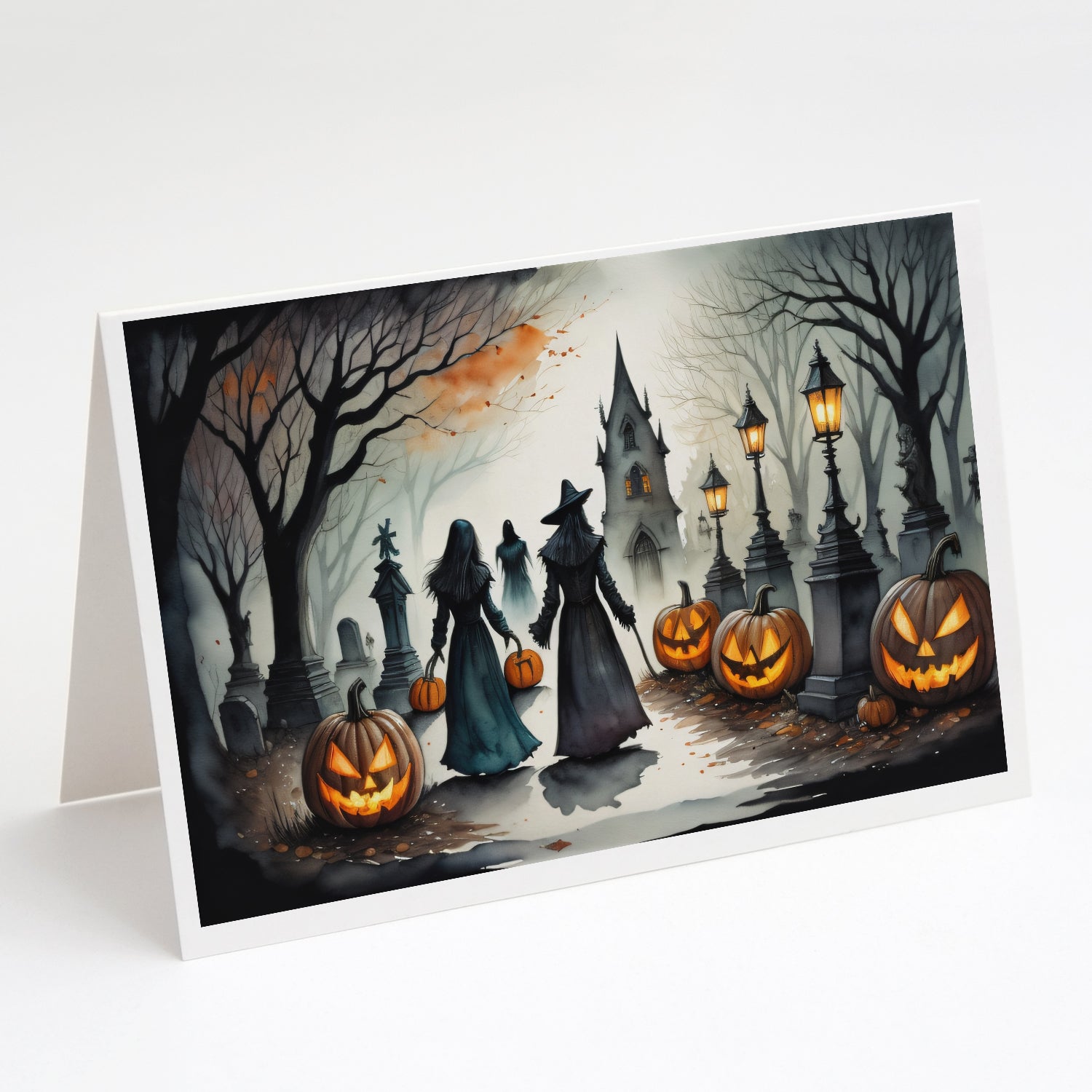 Vampires Spooky Halloween Greeting Cards Pack of 8 Blank Cards with Envelopes Whimsical A7 Size 5x7