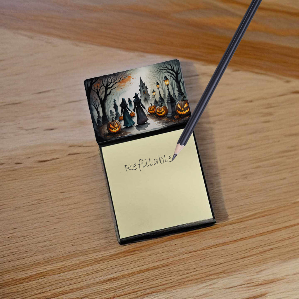 Vampires Spooky Halloween Watercolor Sticky Note Holder Refillable Dispenser Desk Accessory 3x3 Pad Gift