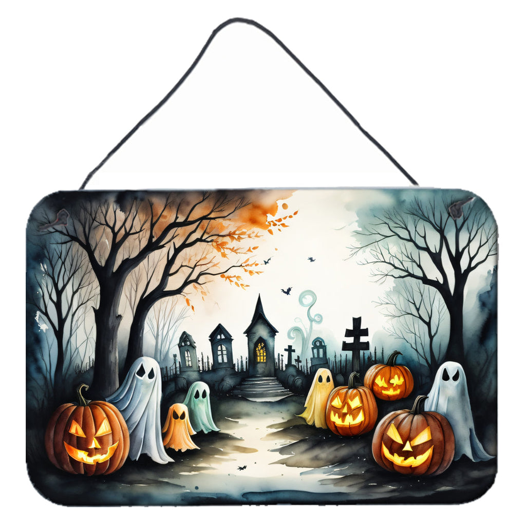 Ghosts Spooky Halloween Wall or Door Hanging Prints Aluminum Metal Sign Kitchen Wall Bar Bathroom Plaque Home Decor, 8HX12W, Multicolor