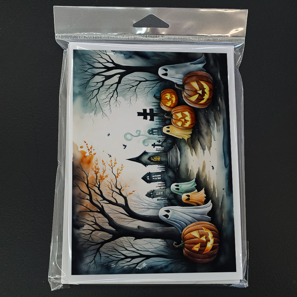 Ghosts Spooky Halloween Greeting Cards Pack of 8 Blank Cards with Envelopes Whimsical A7 Size 5x7