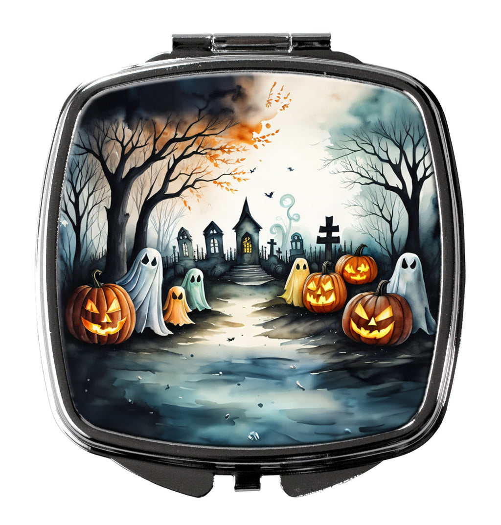 Ghosts Spooky Halloween Compact Mirror Decorative Travel Makeup Mirror for Women Girls Gifts Pocket Makeup Mirror Folding Handheld