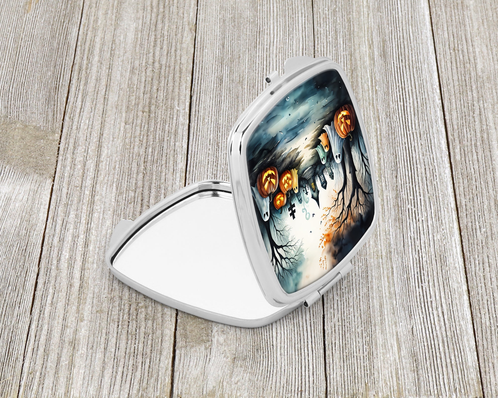 Ghosts Spooky Halloween Compact Mirror Decorative Travel Makeup Mirror for Women Girls Gifts Pocket Makeup Mirror Folding Handheld