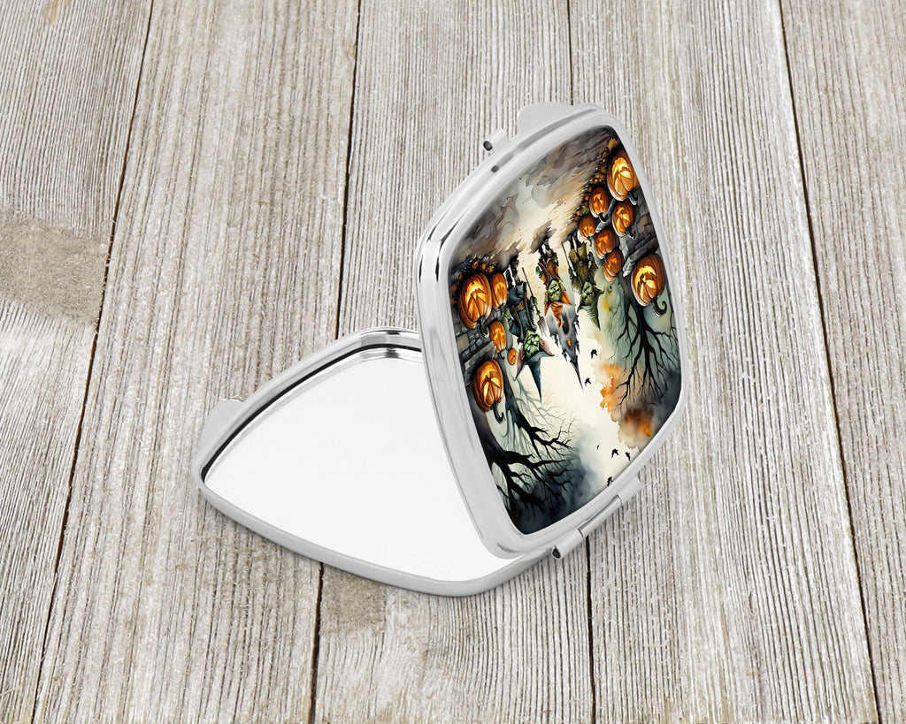 Goblins Spooky Halloween Compact Mirror Decorative Travel Makeup Mirror for Women Girls Gifts Pocket Makeup Mirror Folding Handheld