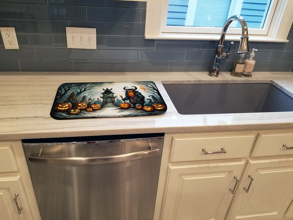 Krampus The Christmas Demon Spooky Halloween Dish Drying Mat Absorbent Dish Drying Mat Pad for Kitchen Counter Dish Drainer Mat for Countertop, 14 x 21", Multicolor