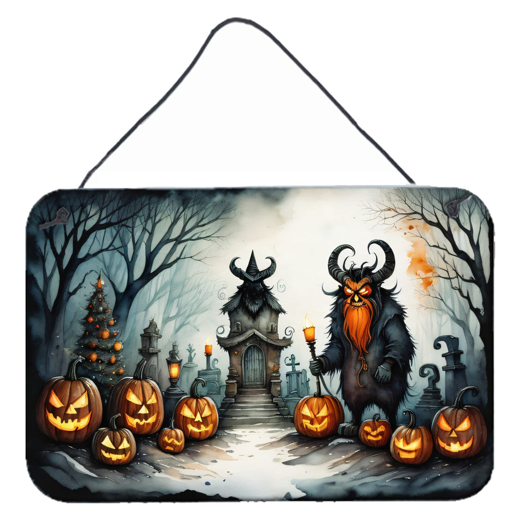 Krampus The Christmas Demon Spooky Halloween Wall or Door Hanging Prints Aluminum Metal Sign Kitchen Wall Bar Bathroom Plaque Home Decor, 8HX12W, Multicolor