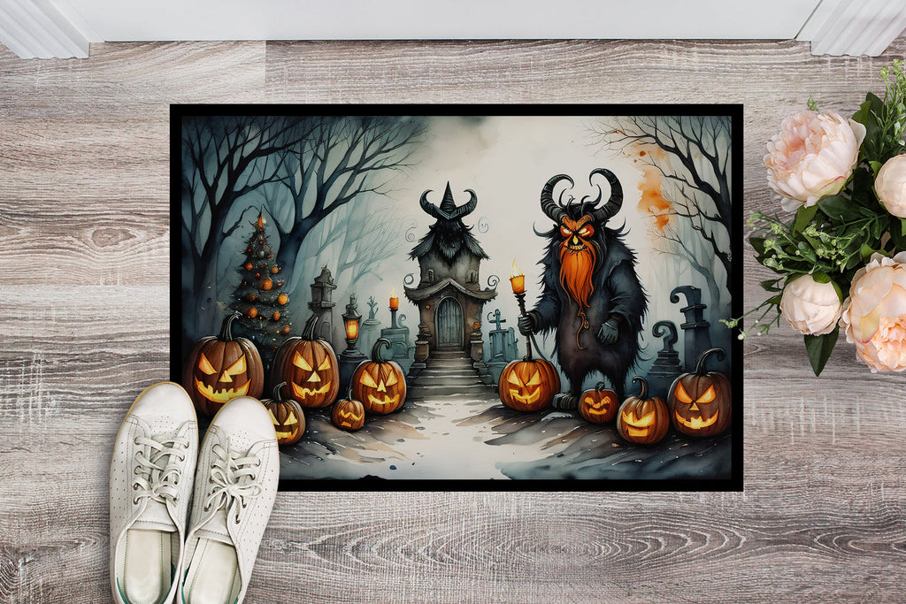 Krampus The Christmas Demon Spooky Halloween Doormat Indoor Outdoor 24H X 36W Front Door Mat Rugs for Entryway, Non Slip Washable Low Pile,