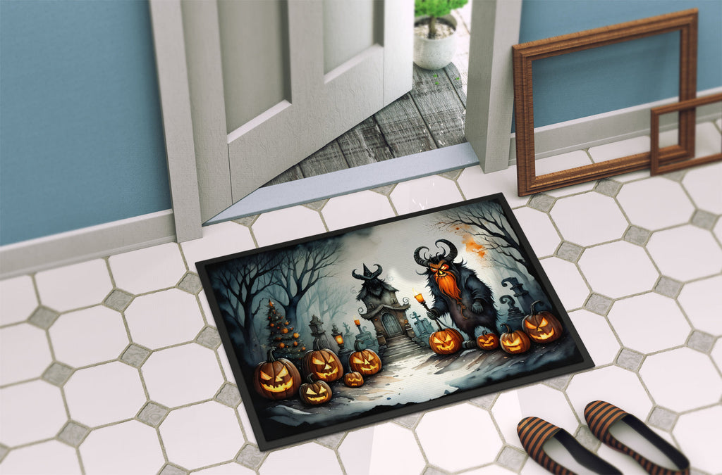 Krampus The Christmas Demon Spooky Halloween Doormat Indoor Outdoor 18H X 27W Front Door Mat Rugs for Entryway, Non Slip Washable