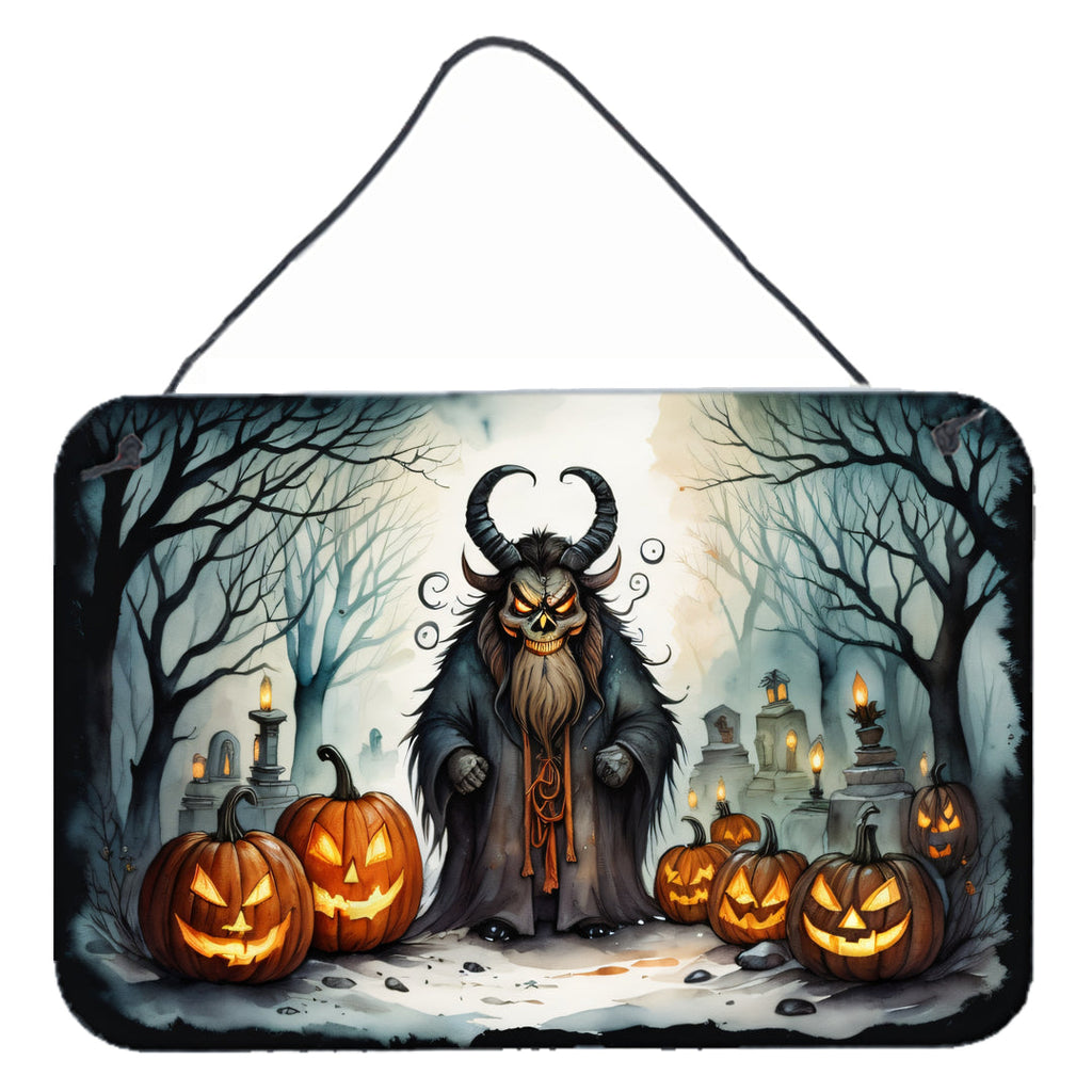 Krampus The Christmas Demon Spooky Halloween Wall or Door Hanging Prints Aluminum Metal Sign Kitchen Wall Bar Bathroom Plaque Home Decor, 8HX12W, Multicolor