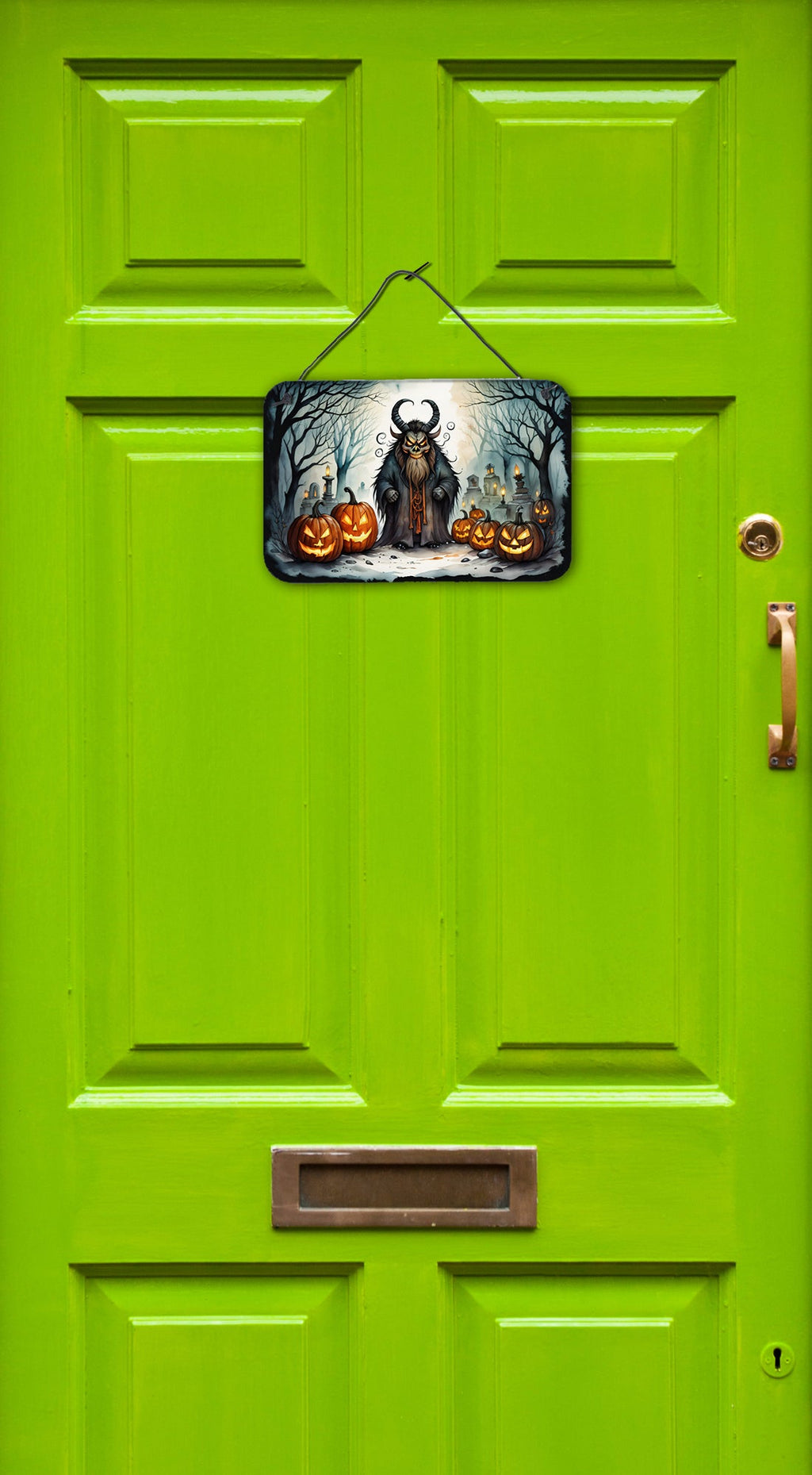 Krampus The Christmas Demon Spooky Halloween Wall or Door Hanging Prints Aluminum Metal Sign Kitchen Wall Bar Bathroom Plaque Home Decor, 8HX12W, Multicolor