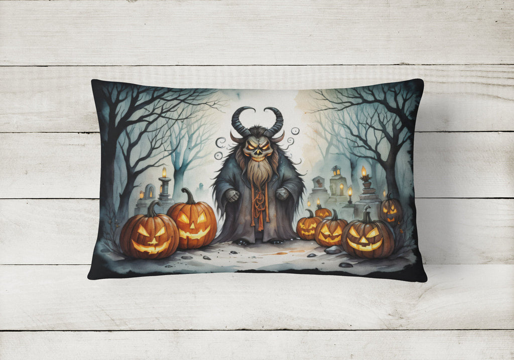 Krampus The Christmas Demon Spooky Halloween Decorative Throw Pillow 12x16 Indoor Outdoor Accent Cushion, Fabric Cover with Insert for Sofa, Bed, Porch & Living Room