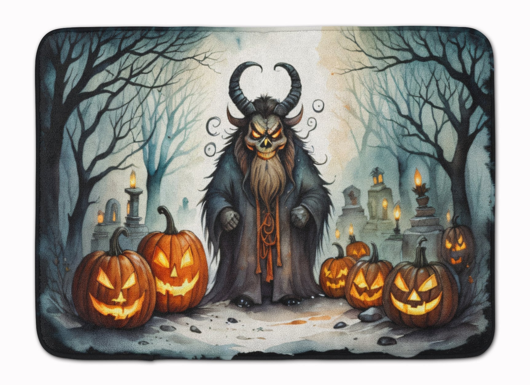 Krampus The Christmas Demon Spooky Halloween Memory Foam Kitchen Mat Machine Washable Anti-Fatigue Cushion Comfort Bath or Kitchen Rug