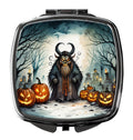 Krampus The Christmas Demon Spooky Halloween Compact Mirror Decorative Travel Makeup Mirror for Women Girls Gifts Pocket Makeup Mirror Folding Handheld
