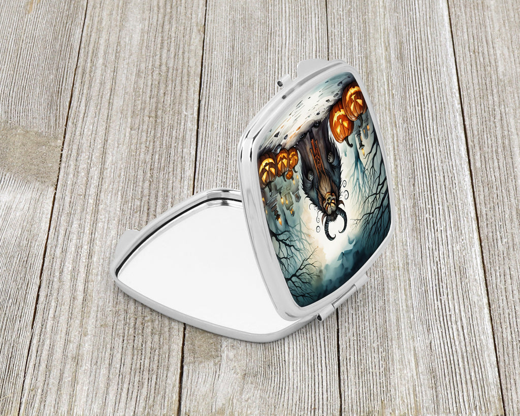 Krampus The Christmas Demon Spooky Halloween Compact Mirror Decorative Travel Makeup Mirror for Women Girls Gifts Pocket Makeup Mirror Folding Handheld
