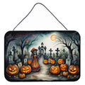La Catrina Skeleton Spooky Halloween Wall or Door Hanging Prints Aluminum Metal Sign Kitchen Wall Bar Bathroom Plaque Home Decor, 8HX12W, Multicolor