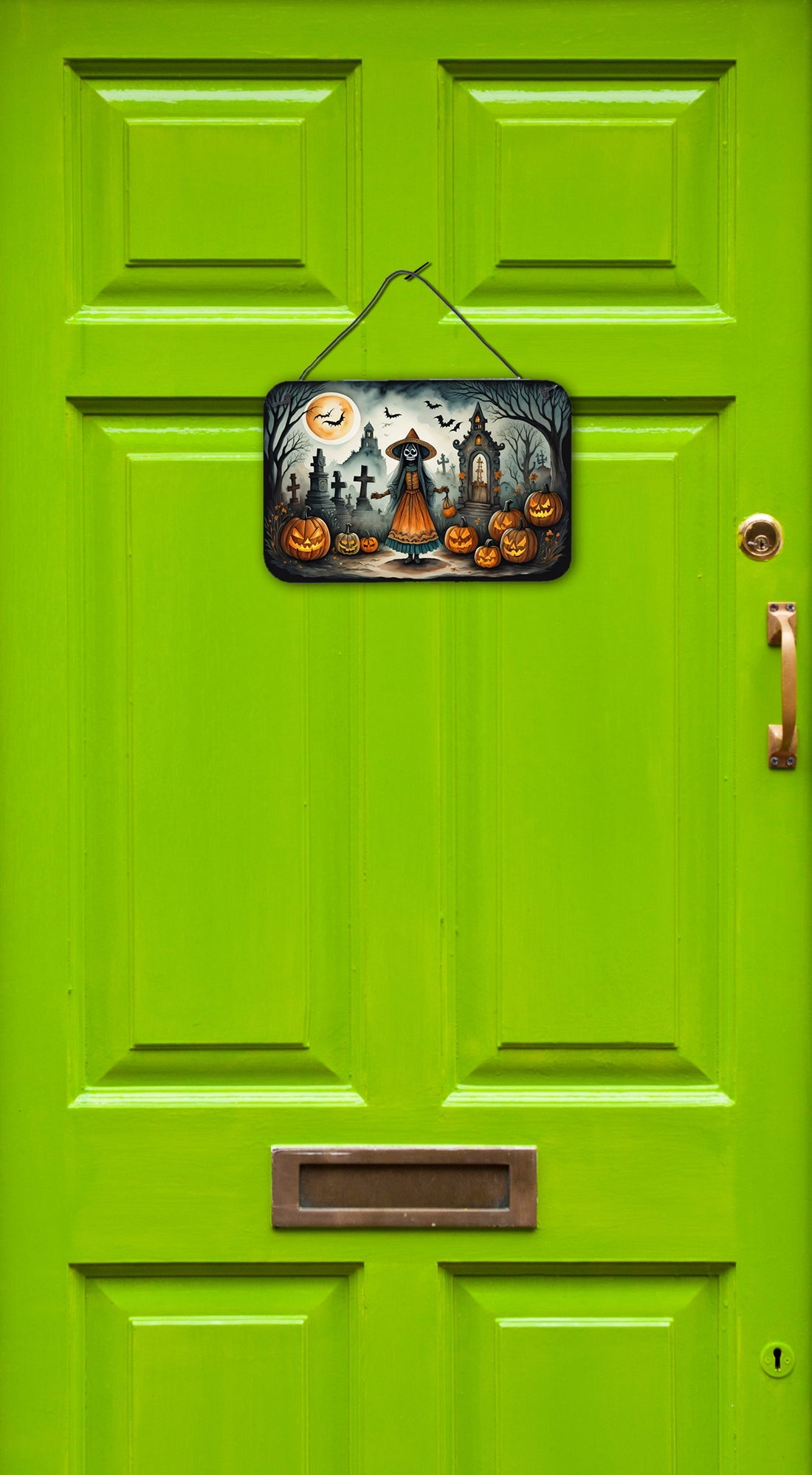La Llorona Skeleton Spooky Halloween Wall or Door Hanging Prints Aluminum Metal Sign Kitchen Wall Bar Bathroom Plaque Home Decor, 8HX12W, Multicolor