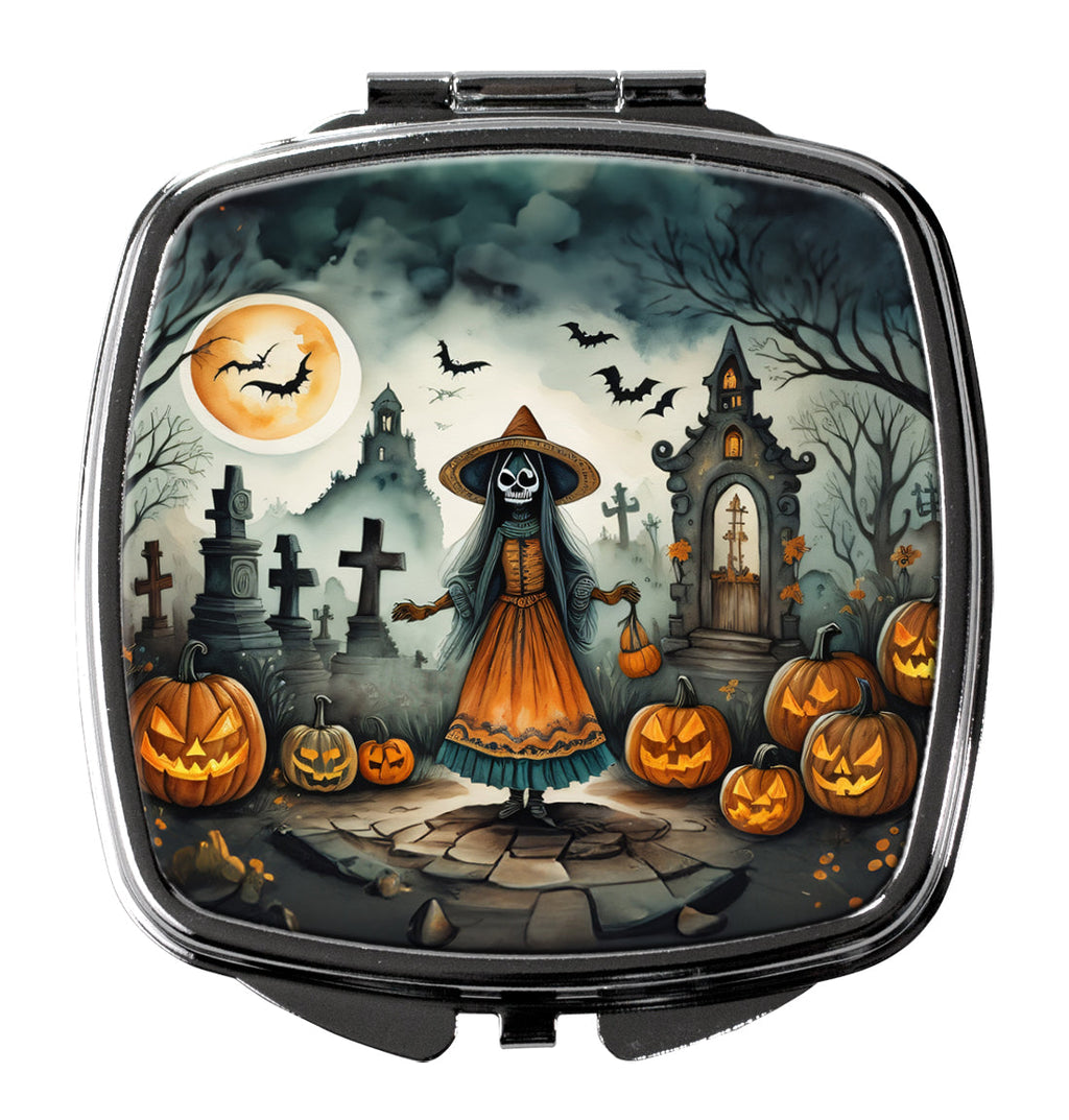 La Llorona Skeleton Spooky Halloween Compact Mirror Decorative Travel Makeup Mirror for Women Girls Gifts Pocket Makeup Mirror Folding Handheld