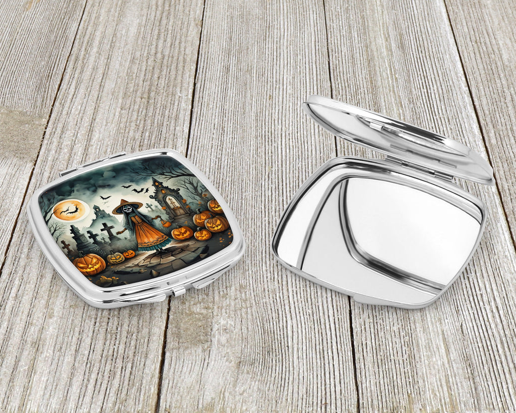 La Llorona Skeleton Spooky Halloween Compact Mirror Decorative Travel Makeup Mirror for Women Girls Gifts Pocket Makeup Mirror Folding Handheld