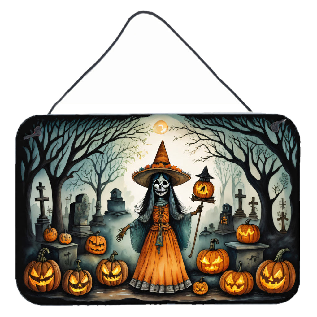 La Llorona Skeleton Spooky Halloween Wall or Door Hanging Prints Aluminum Metal Sign Kitchen Wall Bar Bathroom Plaque Home Decor, 8HX12W, Multicolor