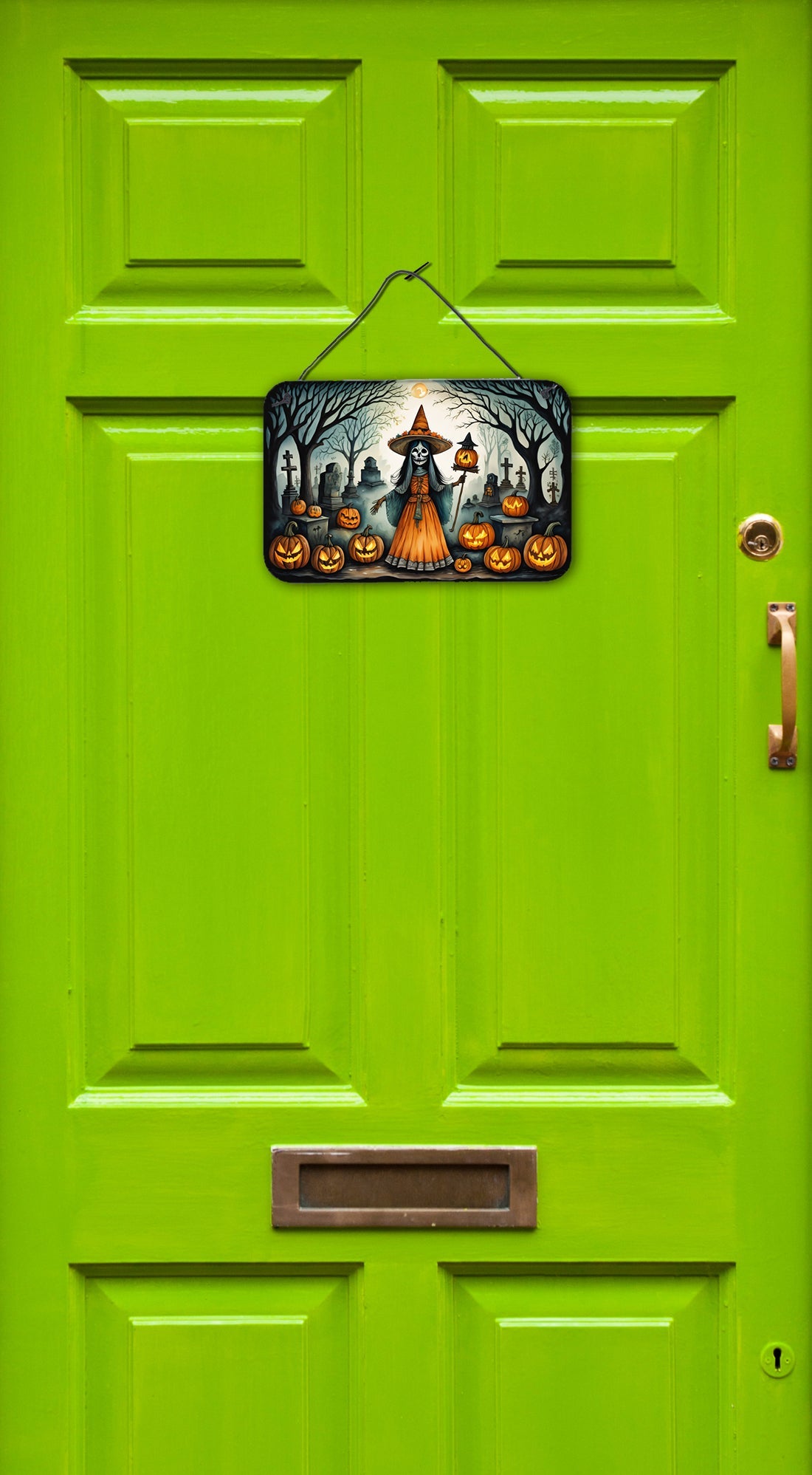 La Llorona Skeleton Spooky Halloween Wall or Door Hanging Prints Aluminum Metal Sign Kitchen Wall Bar Bathroom Plaque Home Decor, 8HX12W, Multicolor