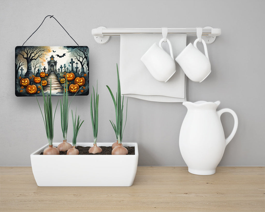 Marigold Spooky Halloween Wall or Door Hanging Prints Aluminum Metal Sign Kitchen Wall Bar Bathroom Plaque Home Decor, 8HX12W, Multicolor