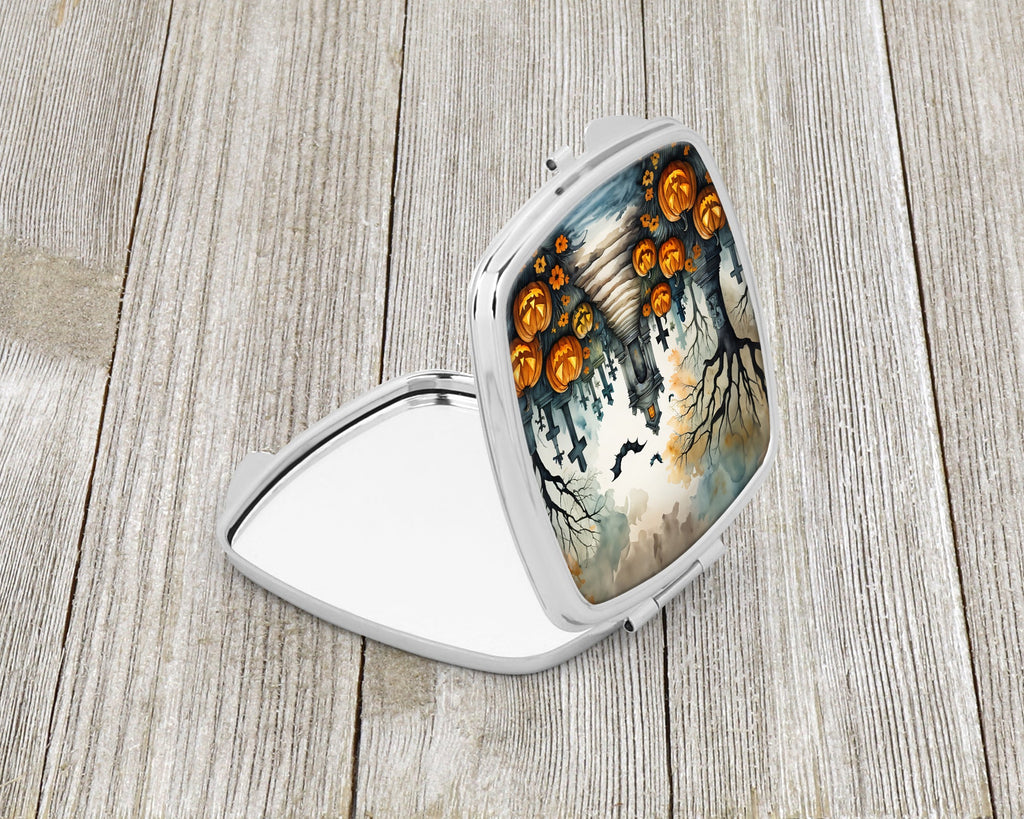 Marigold Spooky Halloween Compact Mirror Decorative Travel Makeup Mirror for Women Girls Gifts Pocket Makeup Mirror Folding Handheld