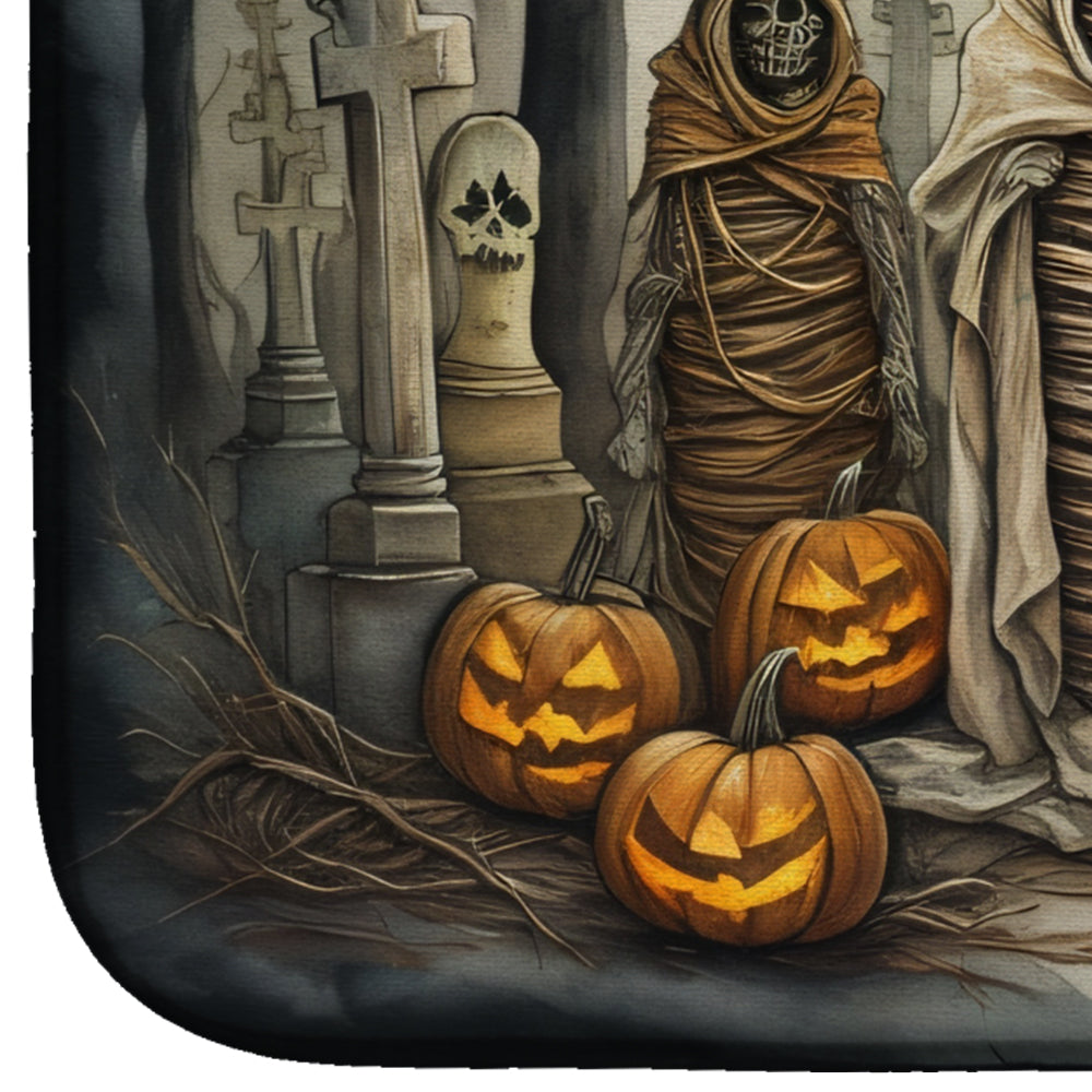 Mummies Spooky Halloween Dish Drying Mat Absorbent Dish Drying Mat Pad for Kitchen Counter Dish Drainer Mat for Countertop, 14 x 21", Multicolor