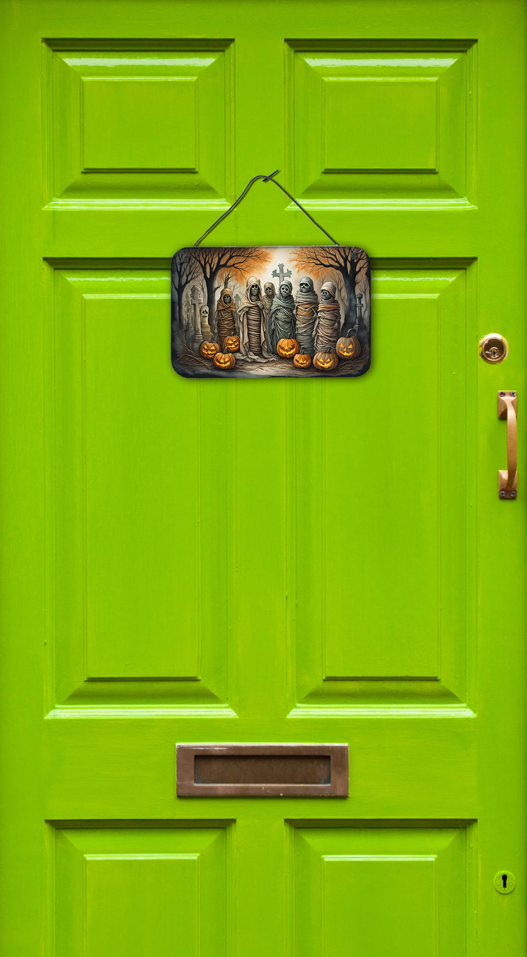 Mummies Spooky Halloween Wall or Door Hanging Prints Aluminum Metal Sign Kitchen Wall Bar Bathroom Plaque Home Decor, 8HX12W, Multicolor