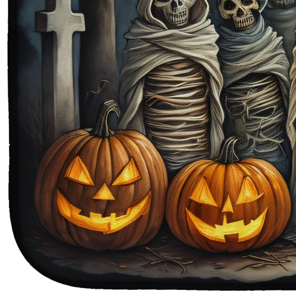 Mummies Spooky Halloween Dish Drying Mat Absorbent Dish Drying Mat Pad for Kitchen Counter Dish Drainer Mat for Countertop, 14 x 21", Multicolor
