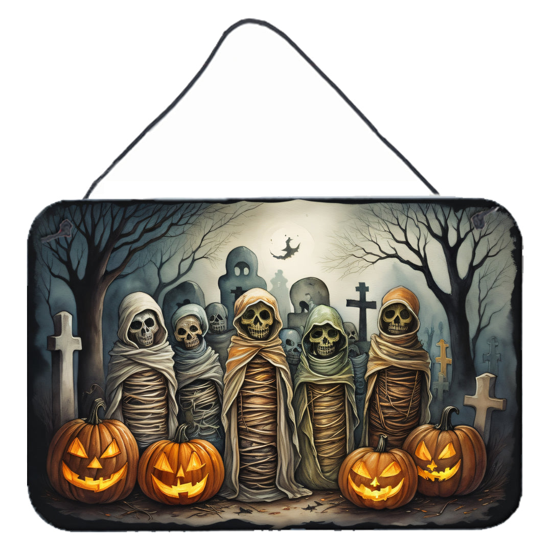 Mummies Spooky Halloween Wall or Door Hanging Prints Aluminum Metal Sign Kitchen Wall Bar Bathroom Plaque Home Decor, 8HX12W, Multicolor