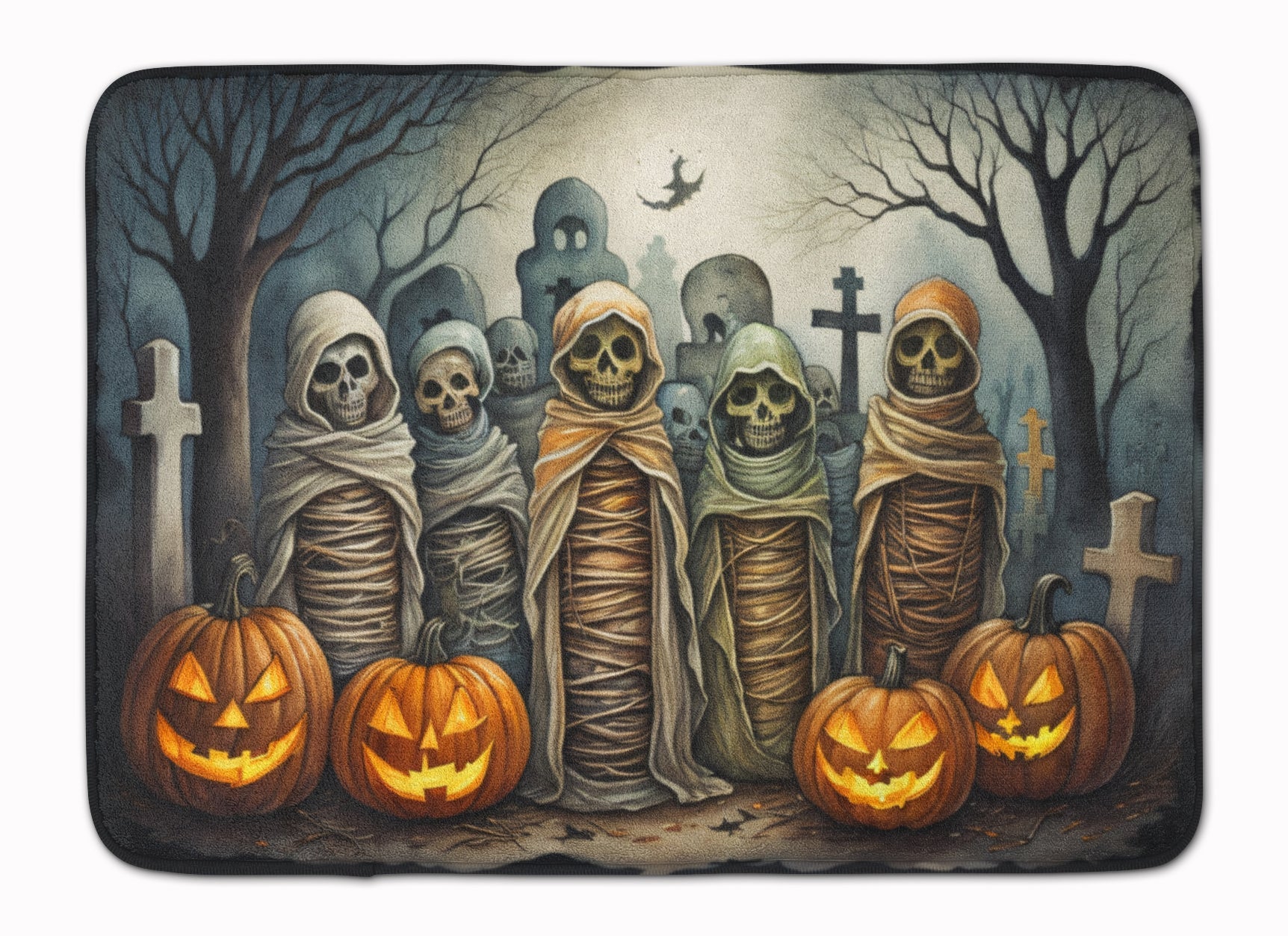 Mummies Spooky Halloween Memory Foam Kitchen Mat Machine Washable Anti-Fatigue Cushion Comfort Bath or Kitchen Rug