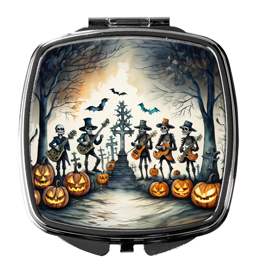 Mariachi Skeleton Band Spooky Halloween Compact Mirror Decorative Travel Makeup Mirror for Women Girls Gifts Pocket Makeup Mirror Folding Handheld