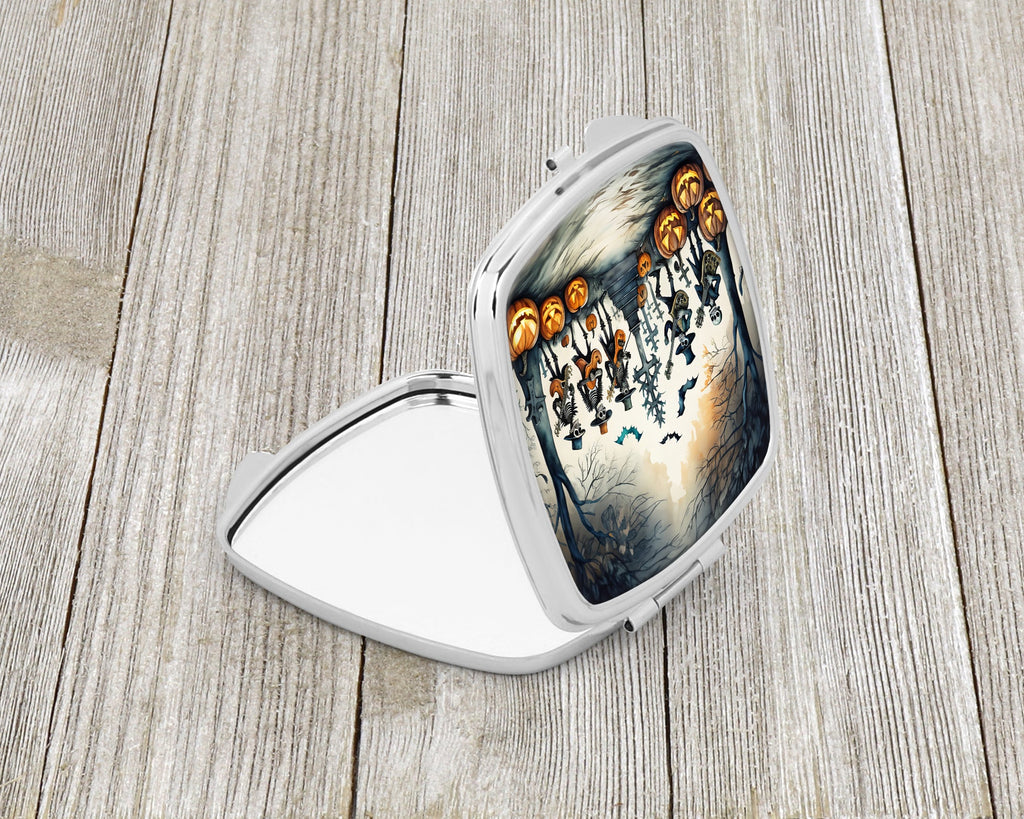 Mariachi Skeleton Band Spooky Halloween Compact Mirror Decorative Travel Makeup Mirror for Women Girls Gifts Pocket Makeup Mirror Folding Handheld