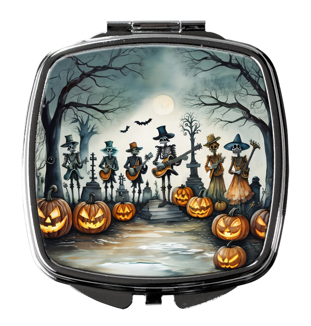Mariachi Skeleton Band Spooky Halloween Compact Mirror Decorative Travel Makeup Mirror for Women Girls Gifts Pocket Makeup Mirror Folding Handheld