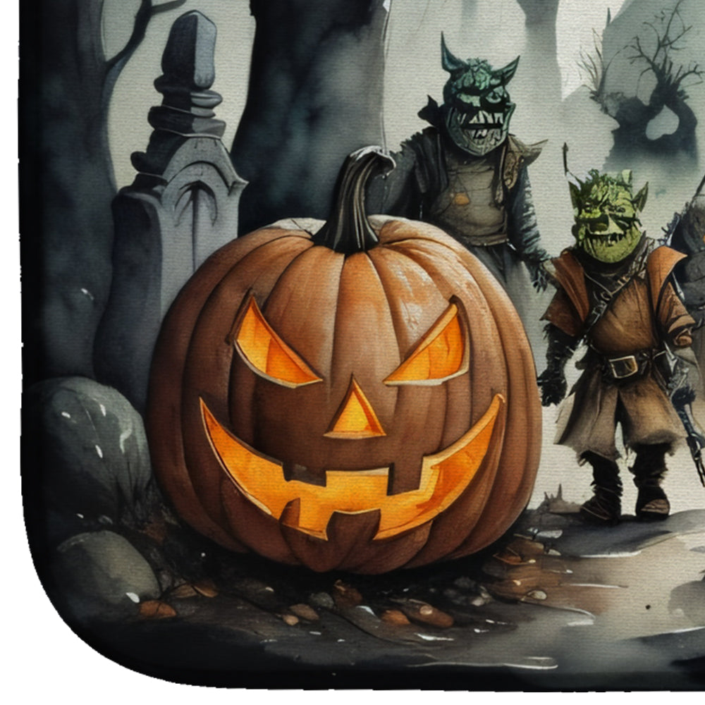 Orcs Spooky Halloween Dish Drying Mat Absorbent Dish Drying Mat Pad for Kitchen Counter Dish Drainer Mat for Countertop, 14 x 21", Multicolor