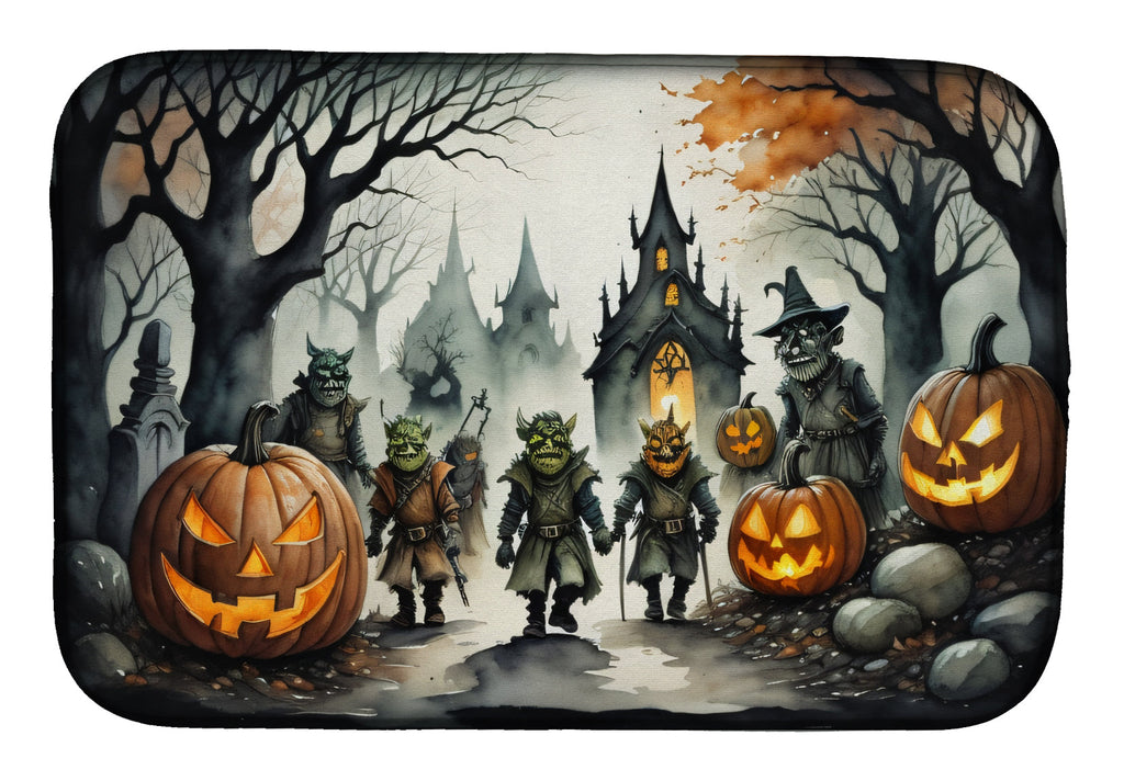 Orcs Spooky Halloween Dish Drying Mat Absorbent Dish Drying Mat Pad for Kitchen Counter Dish Drainer Mat for Countertop, 14 x 21", Multicolor