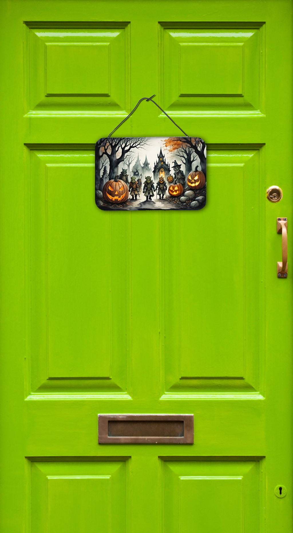 Orcs Spooky Halloween Wall or Door Hanging Prints Aluminum Metal Sign Kitchen Wall Bar Bathroom Plaque Home Decor, 8HX12W, Multicolor