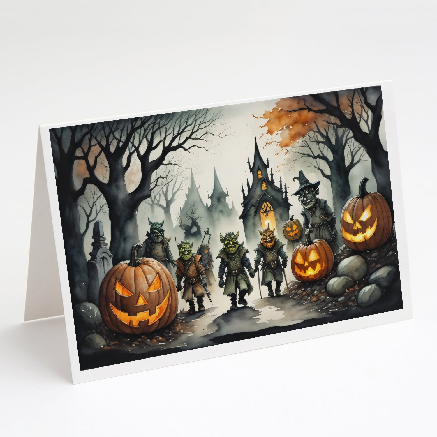 Orcs Spooky Halloween Greeting Cards Pack of 8 Blank Cards with Envelopes Whimsical A7 Size 5x7