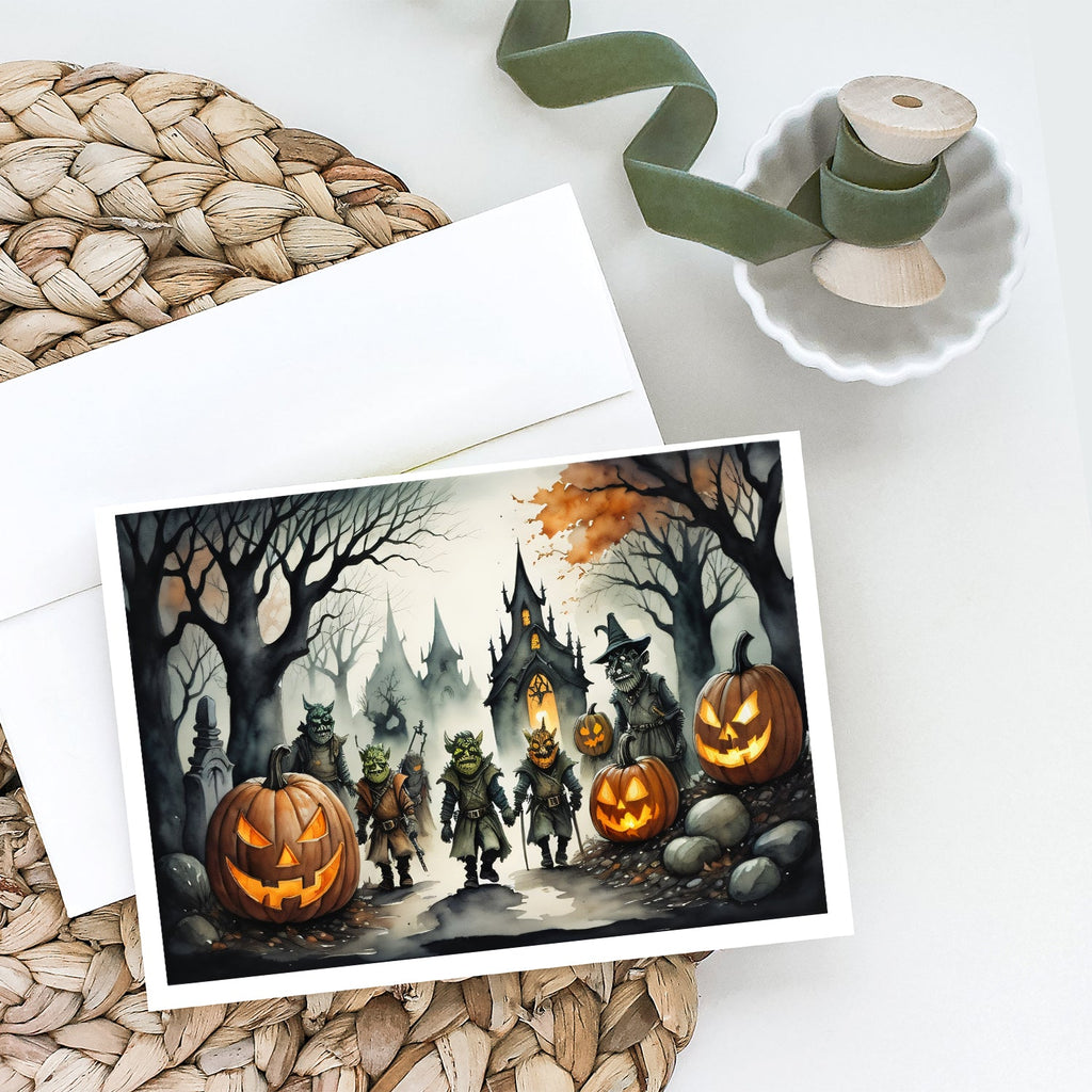 Orcs Spooky Halloween Greeting Cards Pack of 8 Blank Cards with Envelopes Whimsical A7 Size 5x7
