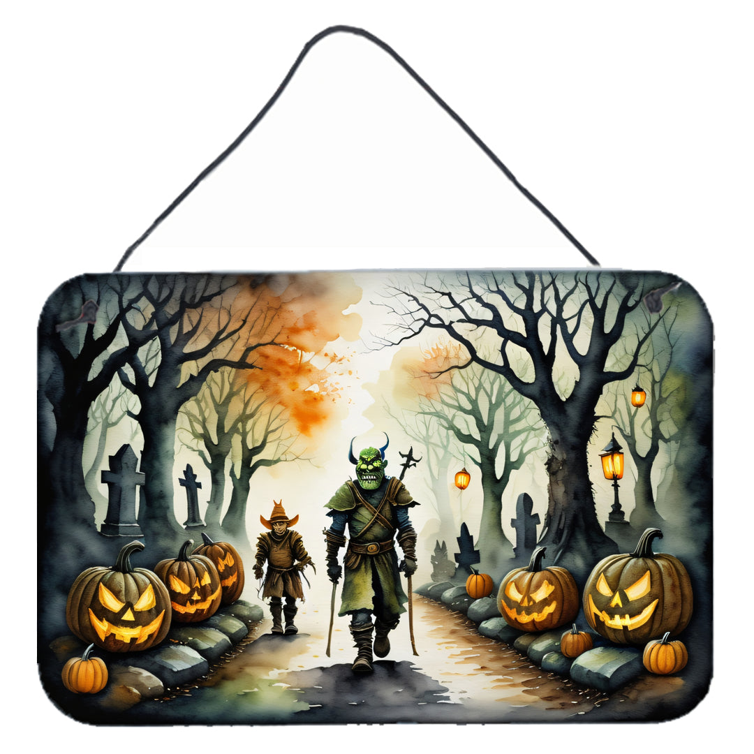Orcs Spooky Halloween Wall or Door Hanging Prints Aluminum Metal Sign Kitchen Wall Bar Bathroom Plaque Home Decor, 8HX12W, Multicolor