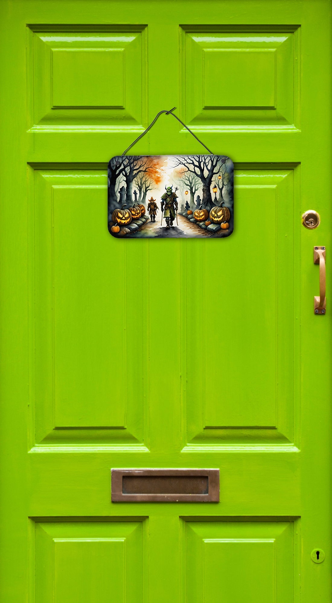 Orcs Spooky Halloween Wall or Door Hanging Prints Aluminum Metal Sign Kitchen Wall Bar Bathroom Plaque Home Decor, 8HX12W, Multicolor