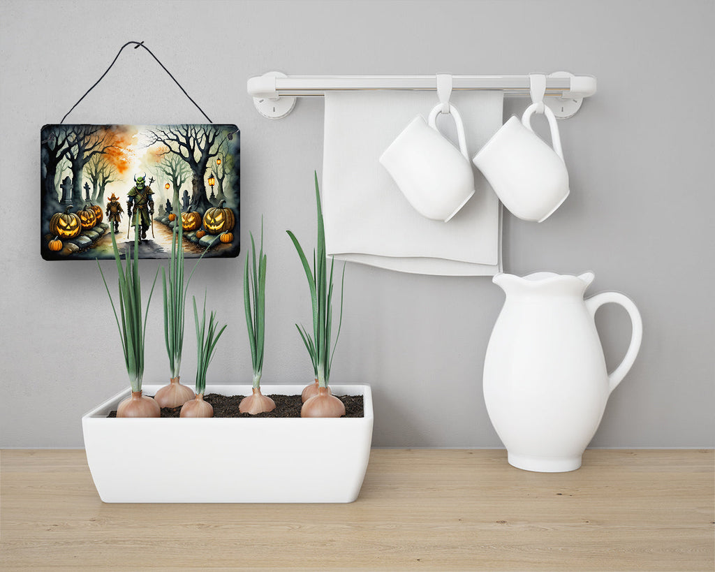 Orcs Spooky Halloween Wall or Door Hanging Prints Aluminum Metal Sign Kitchen Wall Bar Bathroom Plaque Home Decor, 8HX12W, Multicolor