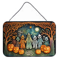Papel Picado Skeletons Spooky Halloween Wall or Door Hanging Prints Aluminum Metal Sign Kitchen Wall Bar Bathroom Plaque Home Decor, 8HX12W, Multicolor