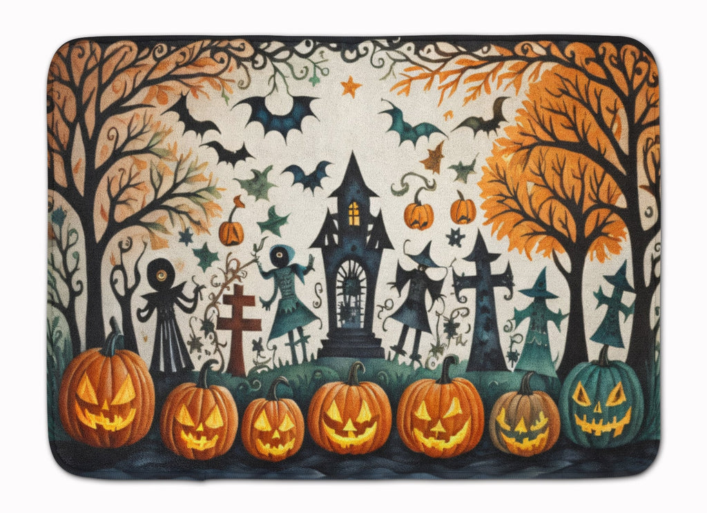 Papel Picado Skeletons Spooky Halloween Memory Foam Kitchen Mat Machine Washable Anti-Fatigue Cushion Comfort Bath or Kitchen Rug