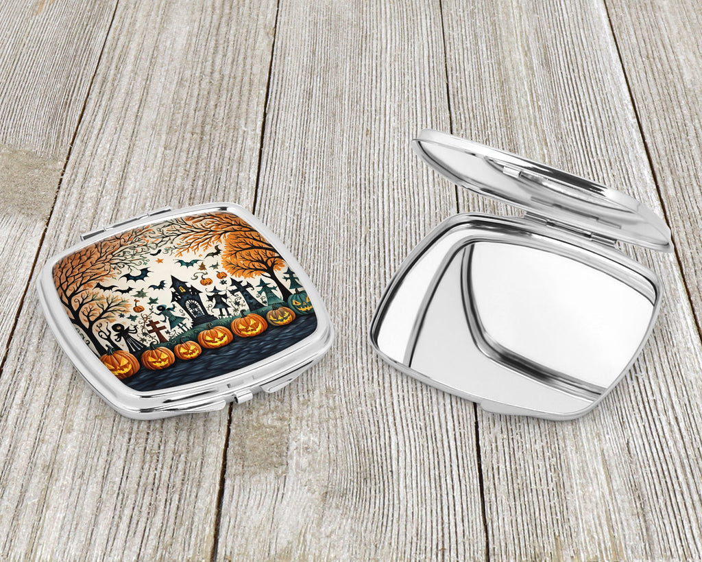 Papel Picado Skeletons Spooky Halloween Compact Mirror Decorative Travel Makeup Mirror for Women Girls Gifts Pocket Makeup Mirror Folding Handheld