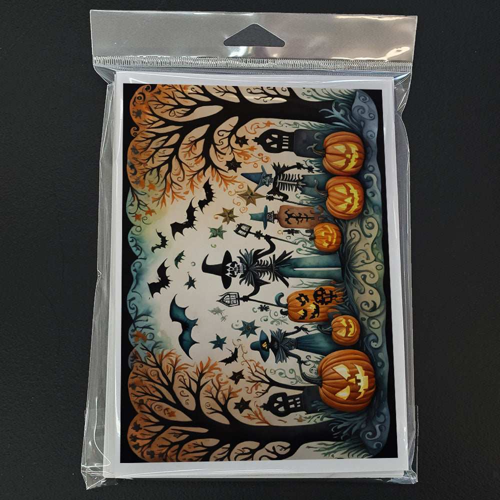 Papel Picado Skeletons Spooky Halloween Greeting Cards Pack of 8 Blank Cards with Envelopes Whimsical A7 Size 5x7