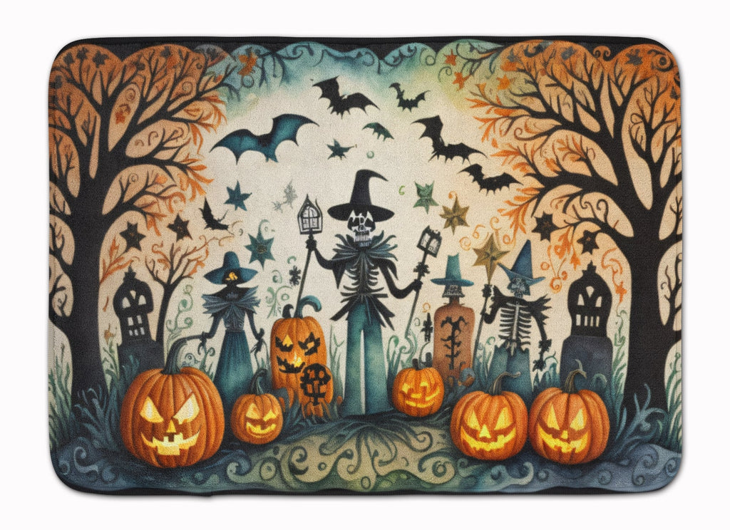Papel Picado Skeletons Spooky Halloween Memory Foam Kitchen Mat Machine Washable Anti-Fatigue Cushion Comfort Bath or Kitchen Rug